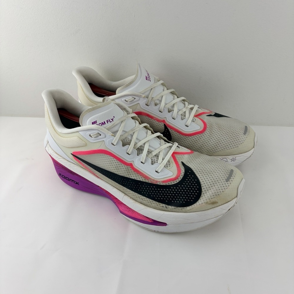 Nike Men Zoom Fly 6 Running Shoes White Pink Purple Size 12.5 Road Racing Sporty